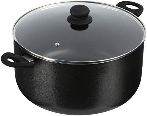 Imusa USA Cookware 127Qt Charcoal Stock Pot with Glass Lid