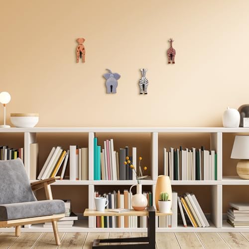 Qunclay 4 Pcs Safari Animal Wall Hooks Decorative
