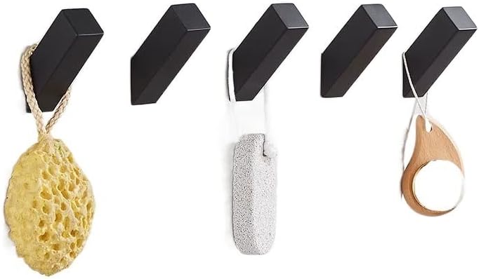 LUCBEI Wall Mounted Black Coat Hook 5Pcs