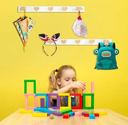 Yisiziyo Heart Shape Wall Mounted Coat Rack for Kids