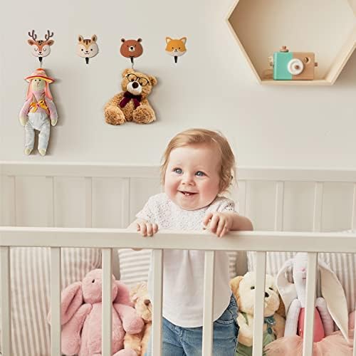 Tatuo 4 Pcs Kids Wall Hooks Wooden Safari Animal Decor