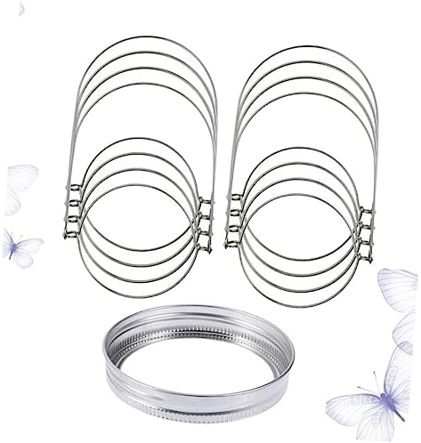 COLLBATH 24pcs Tinplate Mason Jar Lid Ring Set with Wire Handles