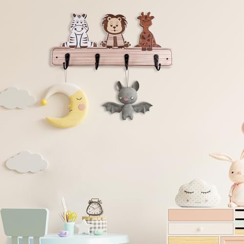Kids Toddler Coat Hat Rack - 137 Long Wood Animal Hook Wall Mount