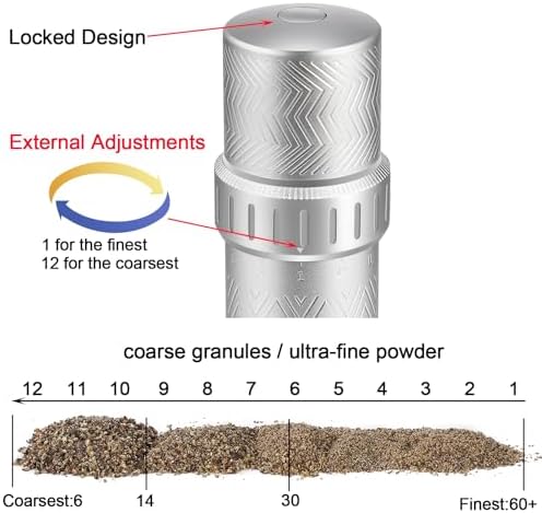 ARKNOAH Manual Pepper Grinder with External Coarseness Adjustment
