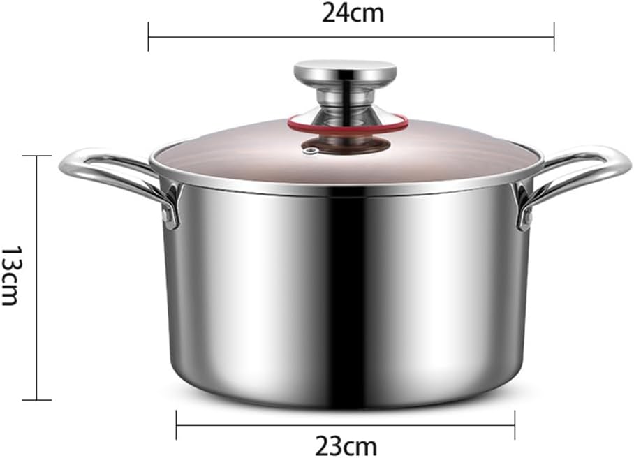 6 Quart Stockpot with Tempered Glass Lid for Induction Electric Gas