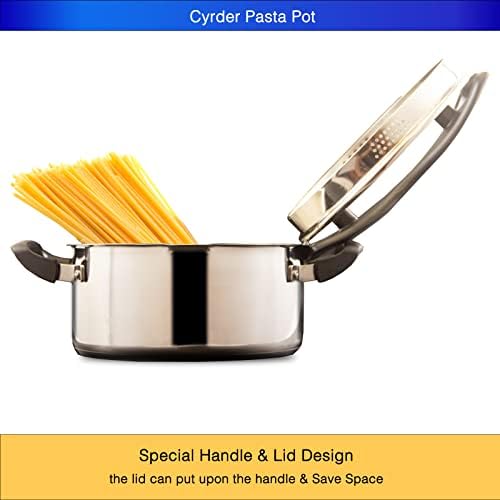 Cyrder 5 Quart Stainless Steel Pasta Pot with Strainer Lid 1