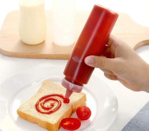 8-Oz Squeeze Condiment Bottles - 16 Pack with Twist Lids Funnel