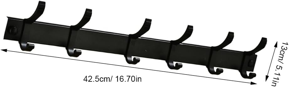 Ciieeo Wall Mounted 6 Peg Towel Rack Black
