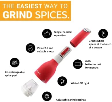FinaMills Battery Operated Salt and Pepper Grinder Set - 2 ProPlus Pods