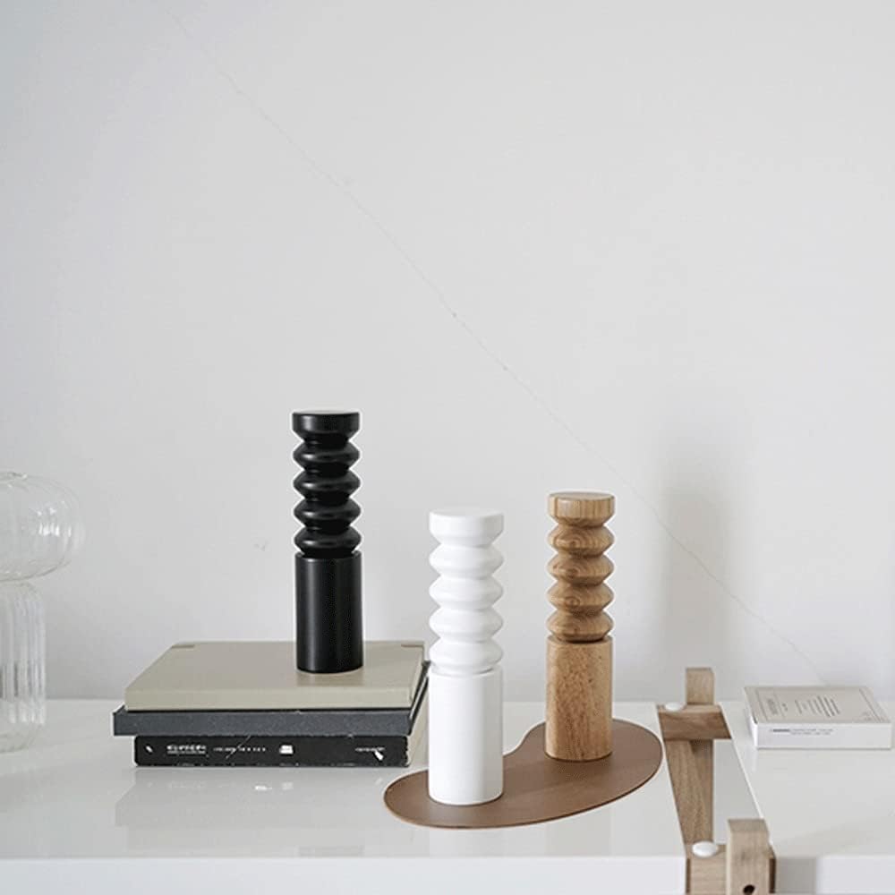 JAJKAFCL Pepper Grinder Manual Wooden Geometric