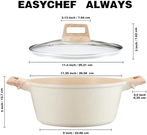 TIPTAP Nonstick Stock Pot with Lid 4L Granite Cookware