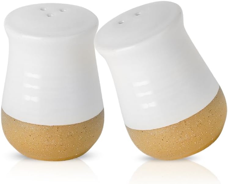 Tikooere Salt Pepper Shaker Set of 2 Ceramic Patchwork