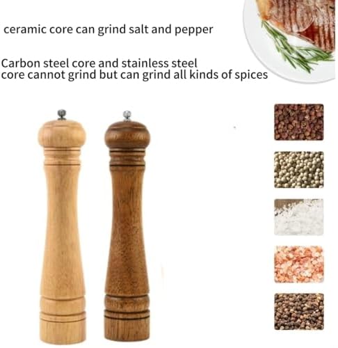 Rubberwood Pepper Mill with Ceramic Core - Black White