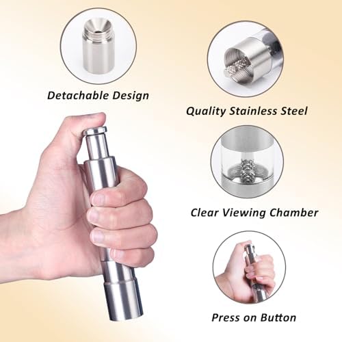 HalfofLife Salt Pepper Grinder Set Push Button Stainless Steel Refillable