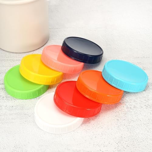 PATIKIL 70mm Yellow Mason Jar Lids Set 24 Pack with Silicone Rings