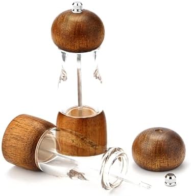 HONISOX Salt Pepper Grinder Set Wooden 6 Inch Adjustable Coarseness