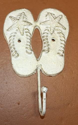 Coastal Farmhouse Bath Towel Hooks Set Distressed Cast Iron