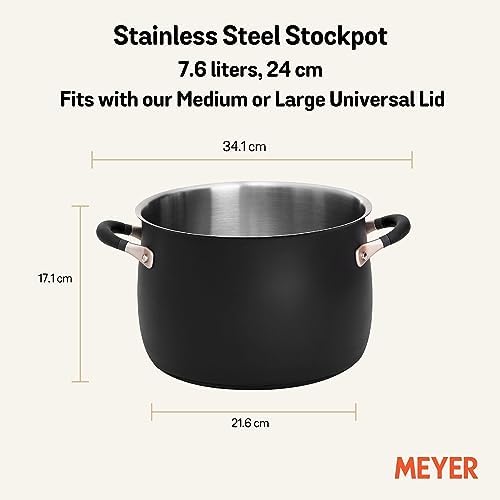 Meyer 8 Quart Stock Pot with Matte Black and Silicone Handles