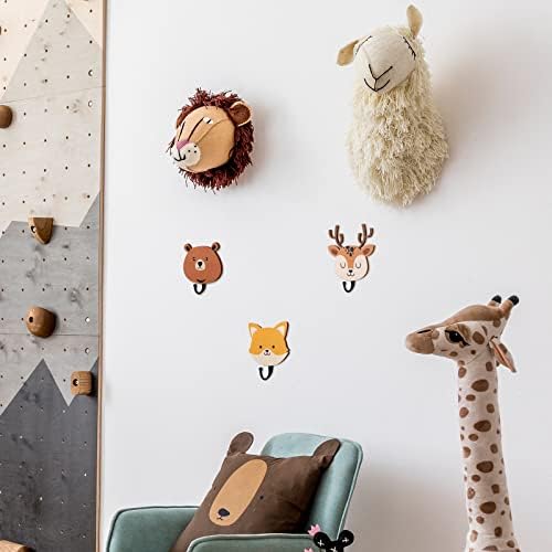 Tatuo 4 Pcs Kids Wall Hooks Wooden Safari Animal Decor