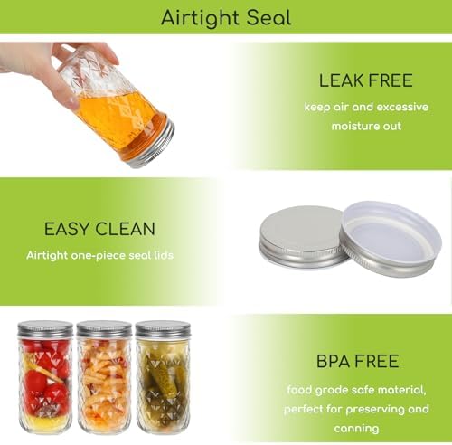 Keketin 12 oz Wide Mouth Mason Jars 20 Pack with Screw Lids