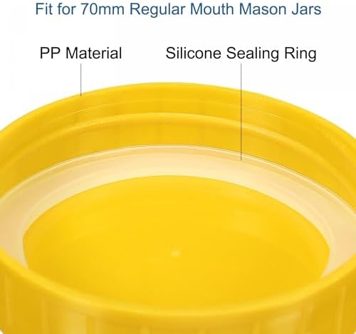 PATIKIL 70mm Yellow Mason Jar Lids Set 24 Pack with Silicone Rings