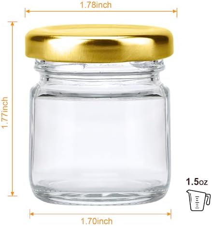 Encheng 15oz Clear Glass Jars Set of 70 with Golden Lids