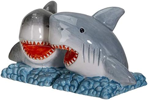 Pacific Giftware Sharks on The Sea Ceramic Salt Pepper Shakers Set 1