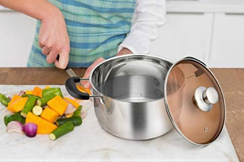 TeamFar 6 Qt Stainless Steel Stock Pot with Tempered Glass Lid