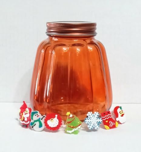 GBI Orange Pumpkin Shaped Glass Jars with Rose Gold Lids Set of 2