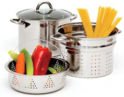 Xgxoz 4-Piece 8 Quart Stainless Steel Pasta Pots Set