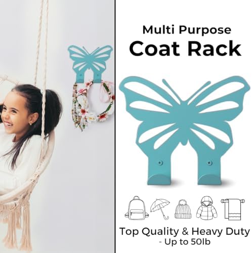 Light Blue Butterfly Wall Hook for Kids