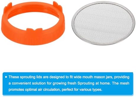 PATIKIL Sprouting Lids for Wide Mouth Mason Jars 4Pcs Orange