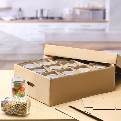 Menkxi 6-Piece Mason Jar Storage Box with Handles and Dividers