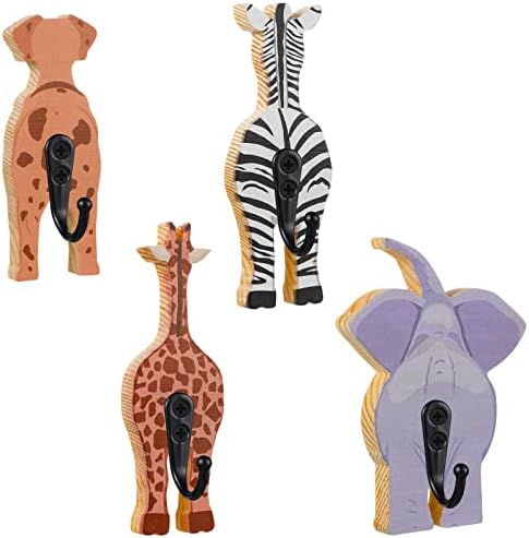 Qunclay 4 Pcs Safari Animal Wall Hooks Decorative