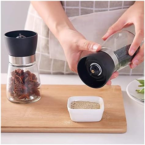 LEIXIUSM Refillable Pepper Mill 2pcs Black