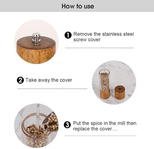 HXDMY Wooden Pepper Mill with Adjustable Ceramic Core
