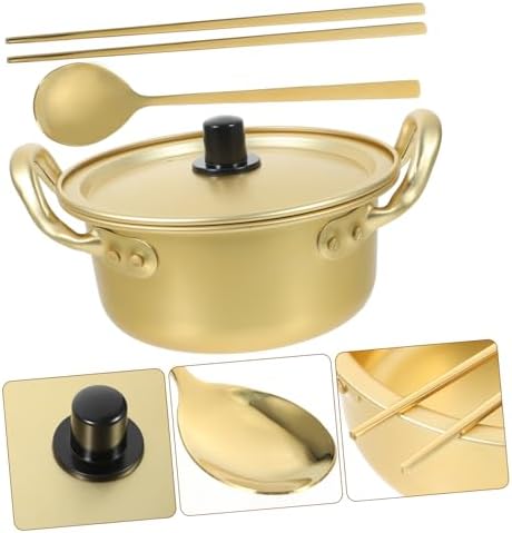 EXHUMKY Korean Ramen Pot Set with Spoon and Chopsticks