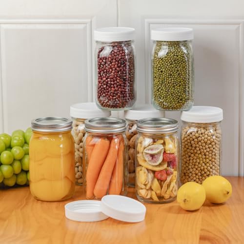 Yodecy 12 Pack 32 oz Clear Mason Jars with Airtight Lids
