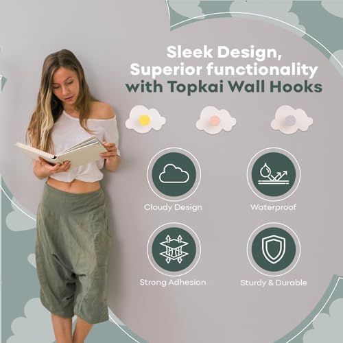 TopKai Cloud-Shaped Wall Hook Set - 4pcs Durable Wooden Hooks for Kids
