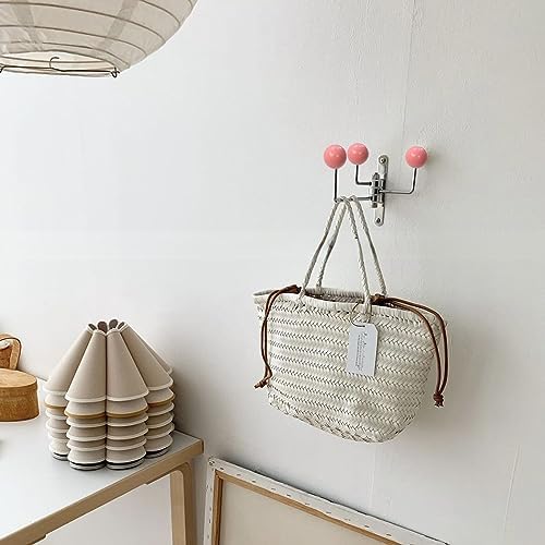 ImyHok Decorative Wall Hook with Pink Wood Balls