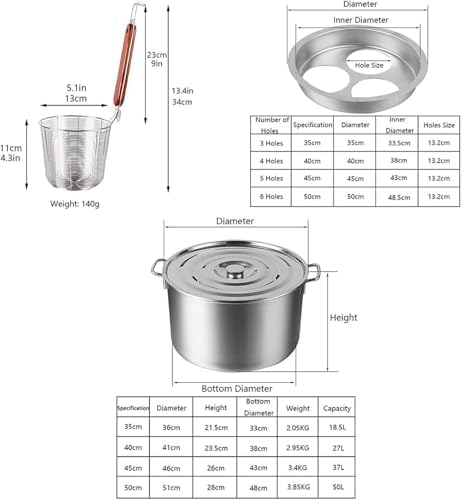 Xgxoz 9-Piece Pasta Cooker Set with 6 Holes and Stainless Steel Lid