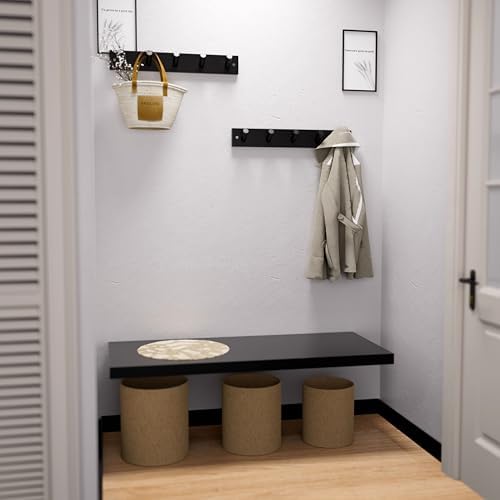 SKOLOO Black 5 Peg Bamboo Wall Hook Coat Rack