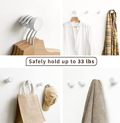 Wooden White Wall Hooks Pack of 4 Modern Farmhouse