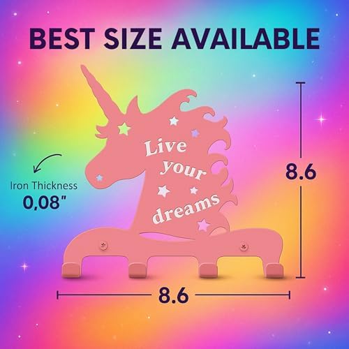 Unicorn Wall Hooks Decor for Girls Room - Pink