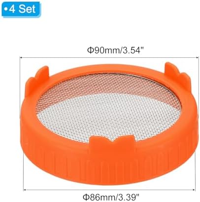 PATIKIL Sprouting Lids for Wide Mouth Mason Jars 4Pcs Orange