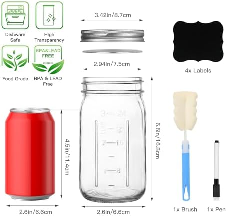STARSIDE 32 oz Glass Jars with Airtight Lids 4 Pack