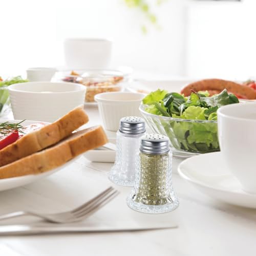 Wongblee Salt Pepper Shaker Glass Set Retro Hobnail Design