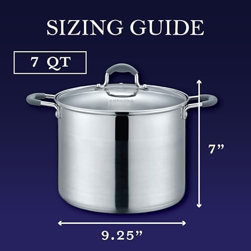 CONCORD 7 QT Stock Pot with Glass Lid and Triply Bottom
