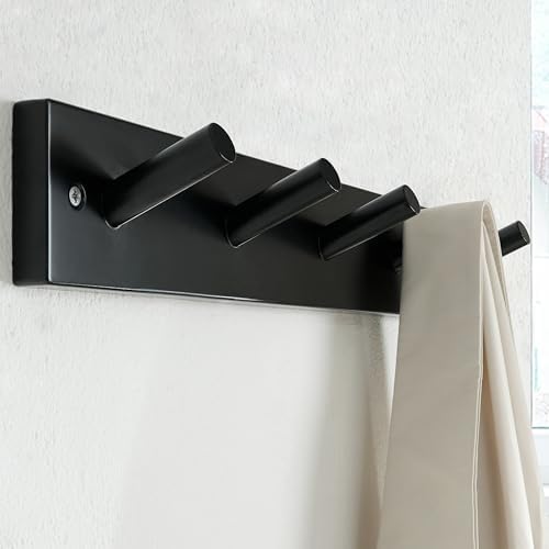 SKOLOO Black 5 Peg Bamboo Wall Hook Coat Rack
