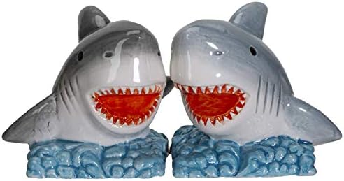 Pacific Giftware Sharks on The Sea Ceramic Salt Pepper Shakers Set 1